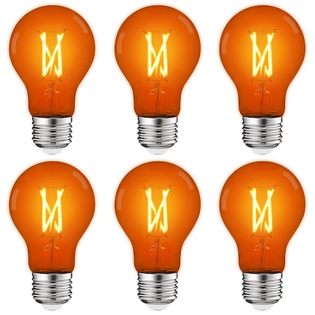 Luxrite A19 LED Edison Orange Light Bulbs 4.5W 60W Equivalent Clear Glass E26 Base, 6PK LR21726-6PK